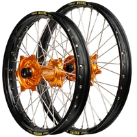 Envy/DID 19x2.15/19x2.50 Wheel Set for 2024-2025 Gas Gas EX300 - Black/Orange Flat Track