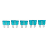 Pack of 5 Fuses - 15a Blade - Blue