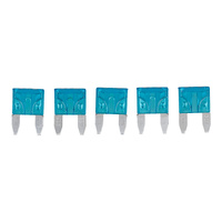 Pack of 5 Fuses - 15a Mini Blade - Blue