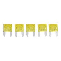 Pack of 5 Fuses - 20a Mini Blade - Yellow
