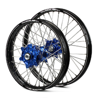 KTM Haan / A60 Enduro Cush Drive Black Rims / Blue Hubs Wheel Set EXC-EXC-F 250-300-350-450-500 2003-2015 21*1.60 / 18*2.15
