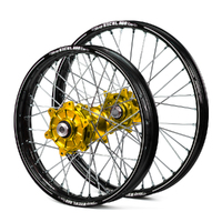 Husqvarna Haan / A60 Enduro Cush Drive Black Rims / Gold Hubs Wheel Set TE-FE250-300-350-450 2014-2015 21*1.60 / 18*2.15