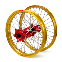 Honda Haan / Excel SNR MX Gold Rims / Red Hubs Wheel Set CRF450 2002-2012 21*1.6 / 19*2.15