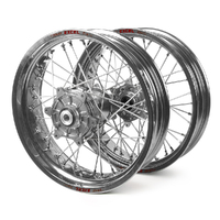 Honda Haan / Excel Supermoto Cush Drive Silver Rims / Silver Hubs Wheel Set CRF250-450 X 2004-2015 17*3.50 / 17*4.25