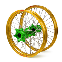 Kawasaki Haan / Excel SNR MX Gold Rims / Green Hubs Wheel Set KX125-250 2003-2010 21*1.6 / 19*2.15