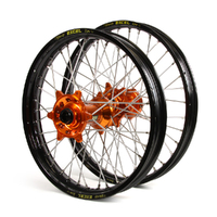 KTM Haan / Excel SNR MX Black Rims / Orange Hubs Wheel Set SX-SXF 125-250-350-450 1997-2002 21*1.6 / 19*2.15