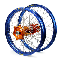 KTM Haan / Excel SNR MX Blue Rims / Orange Hubs Wheel Set EXC-EXC-F 250-300-350-450-500 2003-2015 21*1.6 / 18*2.15