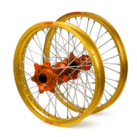 KTM Haan / Excel SNR MX Gold Rims / Orange Hubs Wheel Set EXC-EXC-F 250-300-350-450-500 2003-2015 21*1.6 / 18*2.15