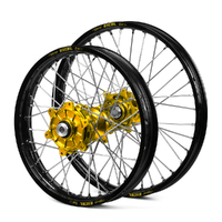 Husqvarna Haan / Excel Enduro Cush Drive Black Rims / Gold Hubs Wheel Set TC-FC125-250-350-450 2014 21*1.60 / 18*2.15