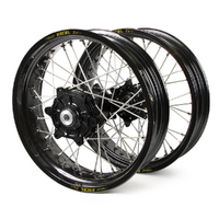 KTM Haan / Excel Supermoto Cush Drive Black Rims / Black Hubs Wheel Set EXC-EXC-F 250-300-350-450-500 2003-2015 17*3.50 / 17*4.25