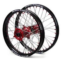 Honda Haan / Platinum SNR MX Black Rims / Red Hubs Wheel Set CRF250 2004-2013 21*1.6 / 19*2.15
