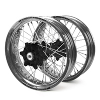 Honda Haan / Platinum Supermoto Cush Drive Silver Rims / Black Hubs Wheel Set CRF250-450 X 2004-2015 17*3.50 / 17*4.25