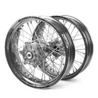Honda Haan / Platinum Supermoto Cush Drive Silver Rims / Silver Hubs Wheel Set CRF250-450 X 2004-2015 17*3.50 / 17*4.25