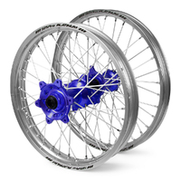 Yamaha Haan / Platinum SNR MX Silver Rims / Blue Hubs Wheel Set YZ125 / YZ250 1999-2017 21*1.6 / 19*2.15