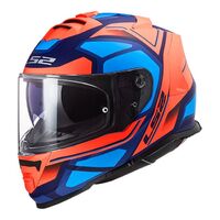 LS2 FF800 Storm Faster Full Face Road Motorbike Helmet - Matte Orange/Blue