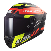 LS2 FF805C Thunder Carbon Attack Full Face Helmet - Matte Red / Hi-Vis Yellow