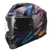 LS2 FF818 Storm III Kaos Motorbike Helmet - Black / Purple / Blue