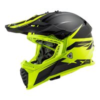 LS2 MX437 Fast Evo Roar MX Motocross Off Road Helmet - Black / High Vis Yellow