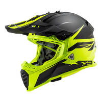 LS2 MX437 Fast Evo Roar MX Motocross Off Road Helmet - Black / High-Vis Yellow (2XL)