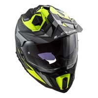 LS2 MX701 Explorer Carbon Focus Helmet - Matte Titanium / High-Vis Yellow