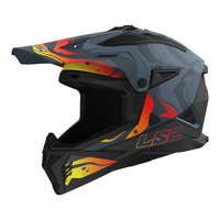 LS2 MX708 Fast II Wash MX Helmet - Dark Grey / Red