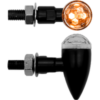 Micro Bullet LED Ind Prism Lens Black (Pair)