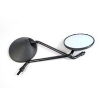 Bent Stem Round Black Motorbike Mirror - 8mm