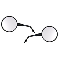 Universal Black Round Motorbike Mirrors Pair - 8mm