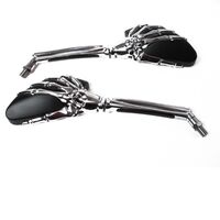 Pair of Universal Skeleton Hand Motorbike Mirror - Black, 10mm