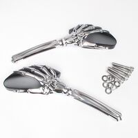 Pair of Universal Skeleton Hand Motorbike Mirror - Chrome