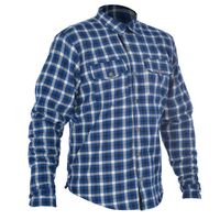 Kickback Dupont™ Kevlar® Reinforced Motorbike Riding Shirt - Blue/White