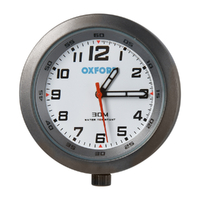 Oxford AnaClock Motorbike Analogue Clock with Bracket - Titanium Case / White Face