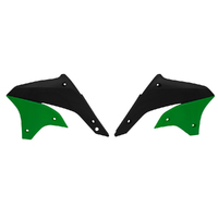 Rtech Black/Green Radiator Shrouds for 2007-2023 Kawasaki KLX450R 