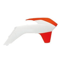 Rtech Neon Orange/White Radiator Shrouds for 2014-2016 KTM 125 EXC 