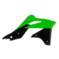 Rtech Neon Green/Black Radiator Shrouds for 2013-2016 Kawasaki KX250F 