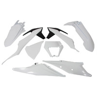 Rtech KTM White / White / Black Plastic Kit 250EXCF Six Days 2020 with Headlight Surround