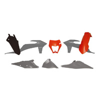 Rtech Orange/Grey Plastic Kit with Headlight Surround for 2022 KTM 300 EXC TPI 