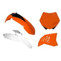 Rtech KTM Orange / White Plastic Kit 125SX 2007-2010