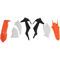 Rtech KTM Orange / Black / White Plastic Kit 250EXC TPI Six Days 2019 without Headlight Surround