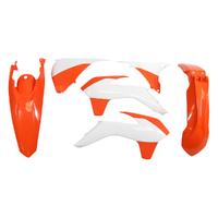 Rtech KTM Orange / White Plastic Kit 125EXC 2014