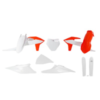 Rtech Orange/White Plastic Kit with Fork Protectors for 2021 KTM 350 XCF 
