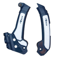 Rtech Blue/White Frame Protectors for 2023 Husqvarna TC125 Heritage 
