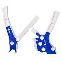 Rtech White/Blue Frame Protectors for 2005-2024 Yamaha YZ125 