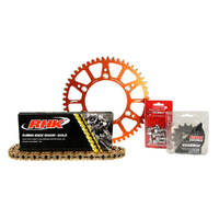 RHK KTM SX-SXF-EXC-EXC-F 1990-On 15/48 Gold O-Ring Chain & Orange Alloy Sprocket Kit 