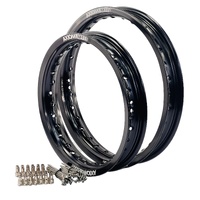 12/10 Front/Rear Black Alloy Rims & Stainless Spokes for 2005-2026 Yamaha TTR50