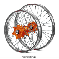 KTM 950-990 Adv Silver Excel Rims / Orange SM Pro Hubs Wheel Set - 950-990 Adv 2003-14 21*1.85 / 17*5.00 
