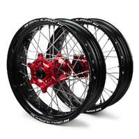 Honda SM Pro / Platinum Supermoto Non Cush Black Rims / Red Hubs Wheel Set CRF250R 2014-On 17*3.50 / 17*4.25