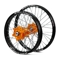 KTM SM Pro / Platinum Enduro Cush Drive Black Rims / Orange Hubs Wheel Set 690 2007-2016 21*1.60 / 18*2.15