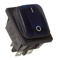 12V On / Off Rocker Switch - Blue Waterproof 30 x 22 Rectangle