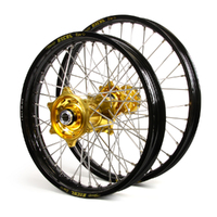 Honda Talon / Excel SNR MX Black Rims / Gold Hubs Wheel Set CR125-250 2000-01 21*1.6 / 19*2.15